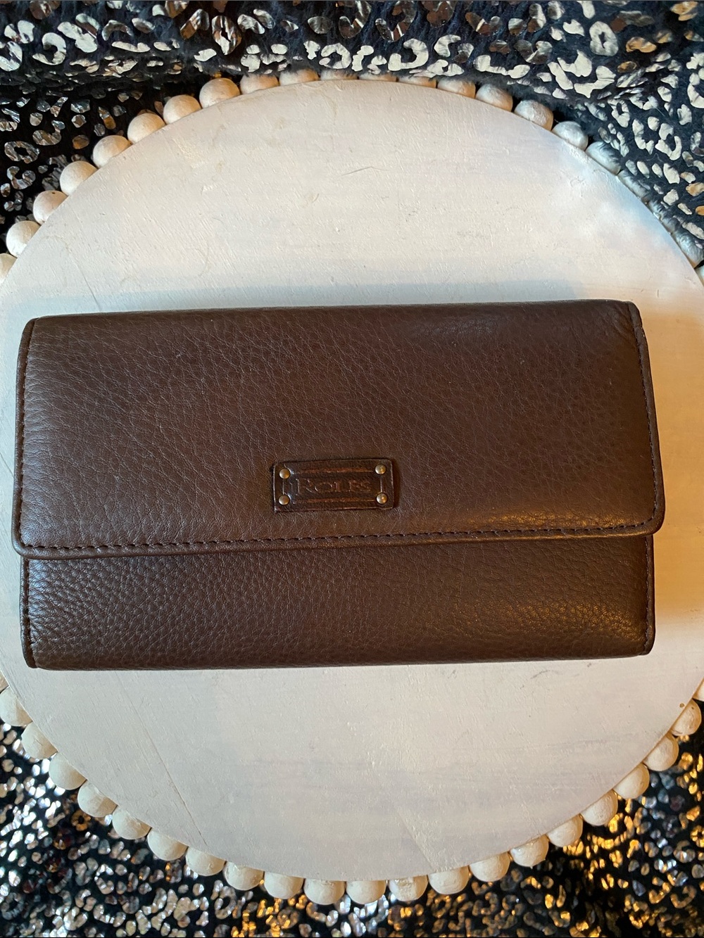 Vintage Rolf’s chocolate Brown pebbled Trifold Leather checkbook Wallet